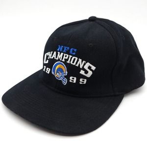 Vintage 1999 St Louis Rams NFC Champions‎ Strapback Black NFL Hat Football Cap